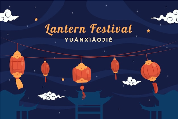 Hand drawn lantern festival background