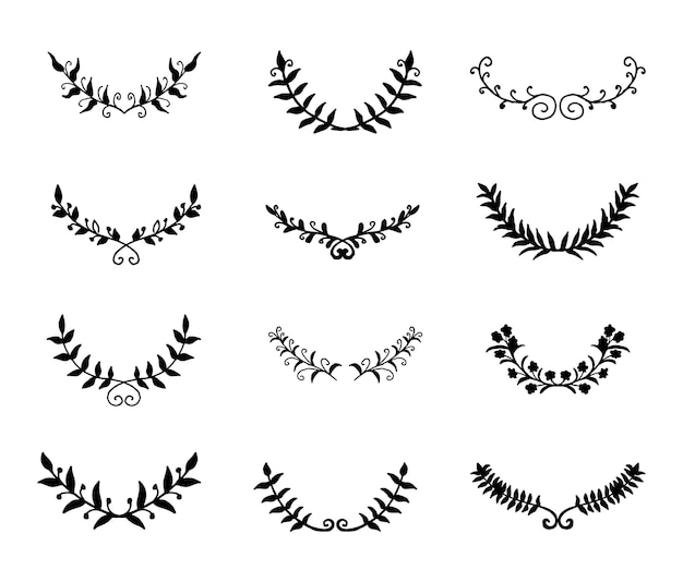 Hand Drawn Laurels isolated vector Silhouette