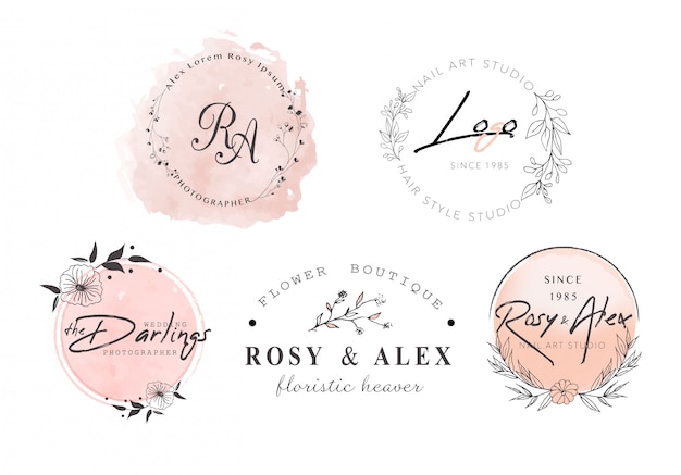 Hand Drawn Leaf Wreath Logo Design