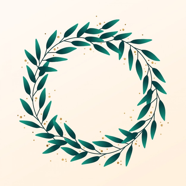 Hand Drawn Leaf Wreath with Gold Accent