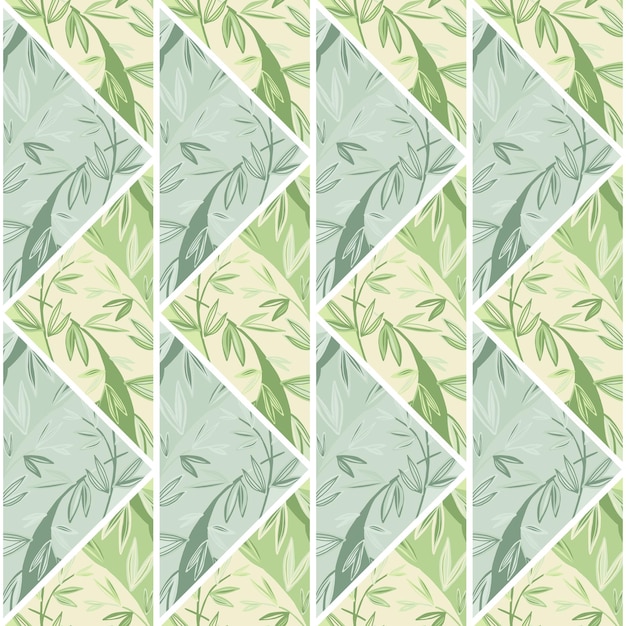 Hand drawn leaves mosaic seamless pattern Creative botanical foliage endless wallpaper Palm leaf tile