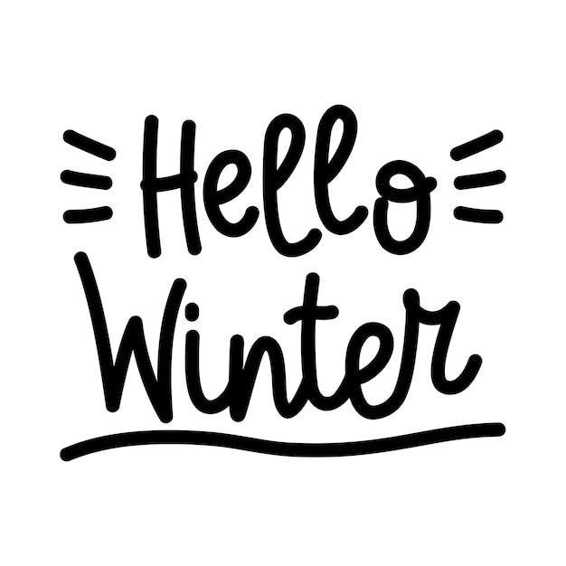 Hand drawn lettering Hello Winter isolated on white background vector illustration