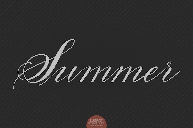 Hand drawn lettering Summer. Elegant modern handwritten calligraphy.  Ink illustration. Typography poster on dark background.