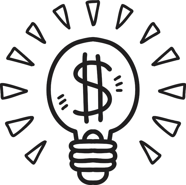 Hand Drawn light bulb and money illustration