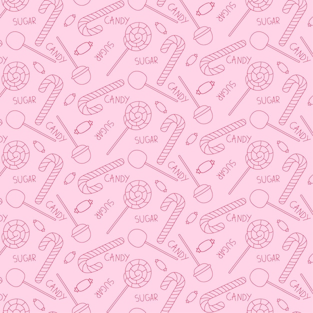 Hand Drawn Line Art Candy Seamless Pattern