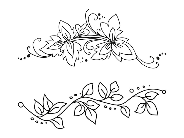 Hand drawn line art flower illustration for wall decoration