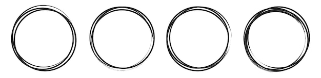 Hand drawn line circle isolated on white background