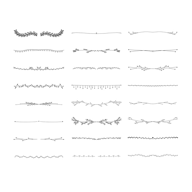 Hand drawn lines floral elements