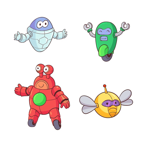 hand drawn little robot collection