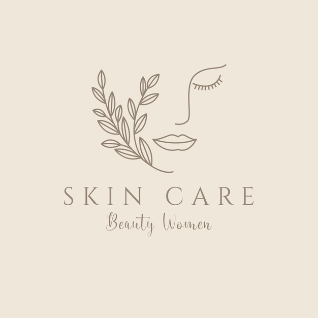 hand drawn logo line art feminine beauty floral botanical salon spa cosmetic care design vector illustration minimalism