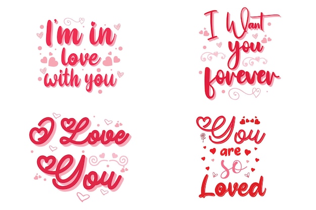 Vector hand drawn love lettering collection