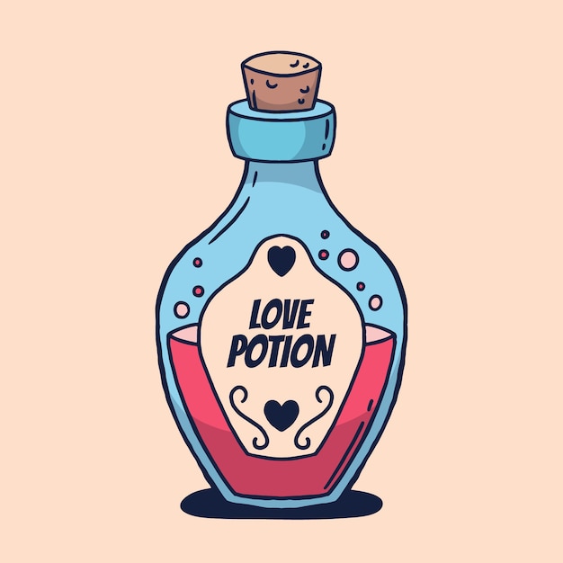 Hand drawn love potion illustration