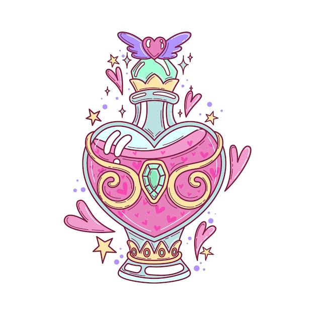 Hand drawn love potion illustration