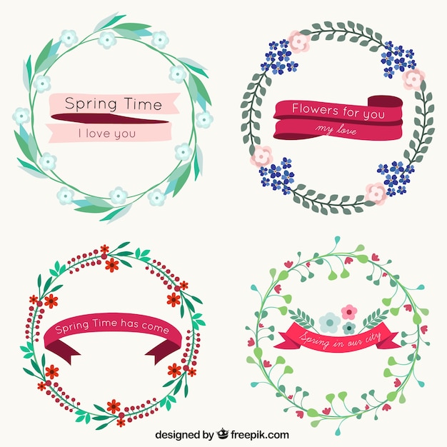 Vector hand drawn lovely floral wreaths