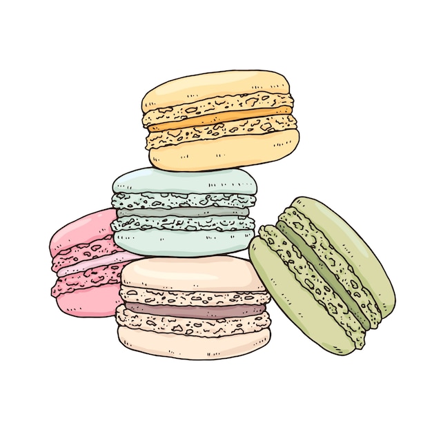 Hand drawn macaroon drawing illustration