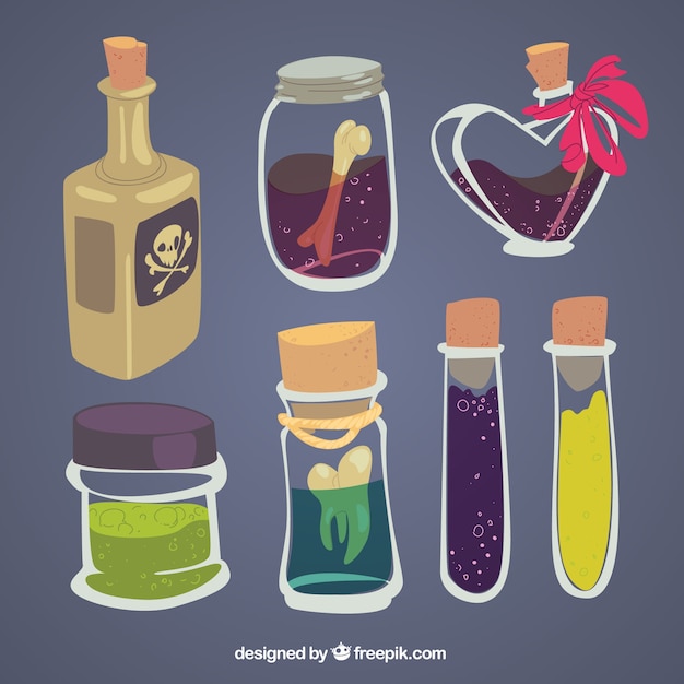 Vector hand drawn magic potions