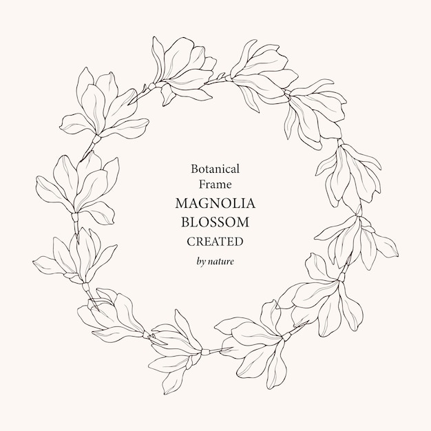 Hand drawn magnolia buds wreath