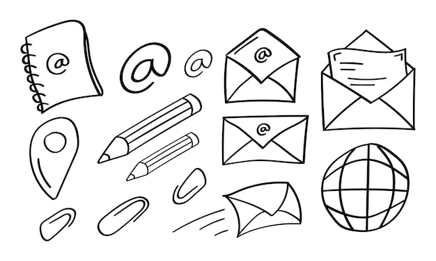 Hand drawn mail and email icon