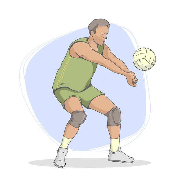 Hand drawn man playing volleyball