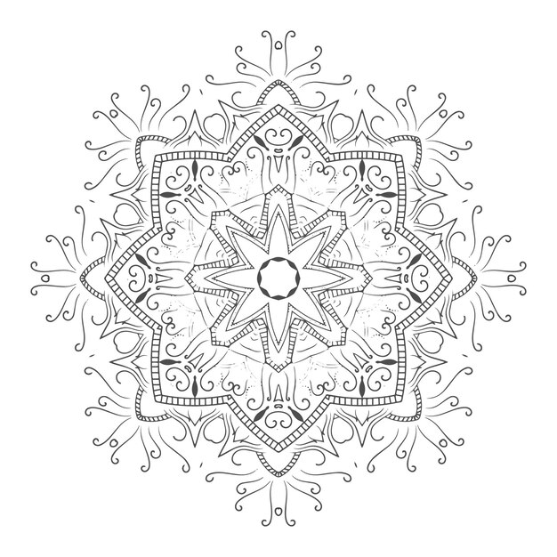 Hand drawn mandala coloring page flower