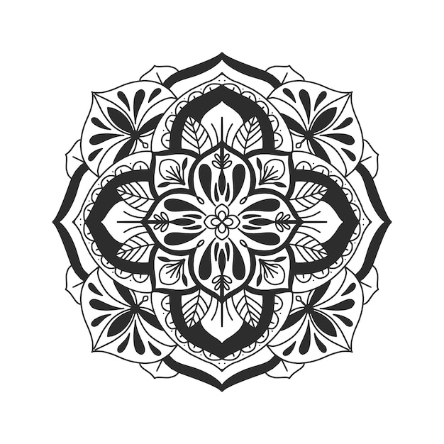 Hand drawn mandala rounded flower