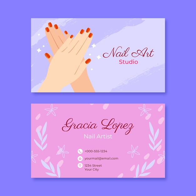 Hand drawn manicure business card template