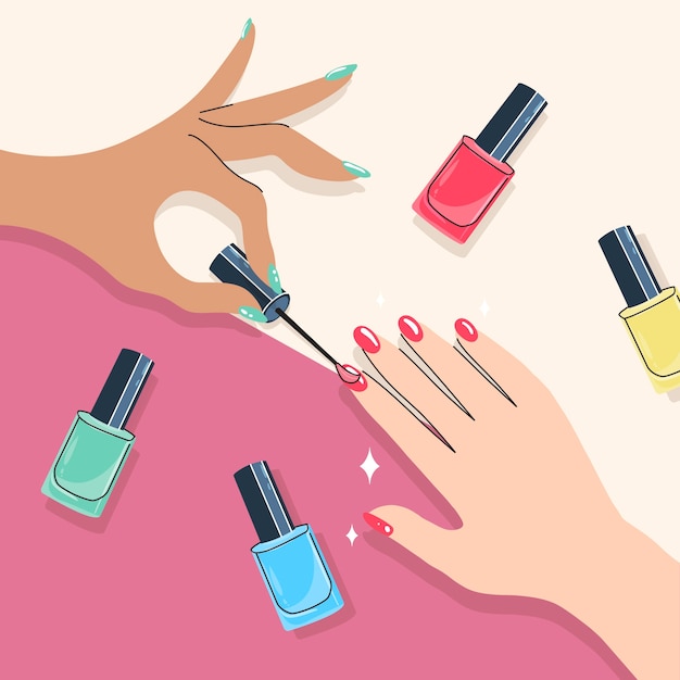 Vector hand drawn manicure illustration