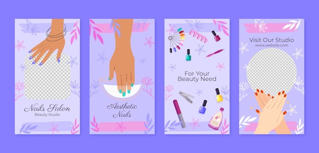 Hand drawn manicure instagram story template