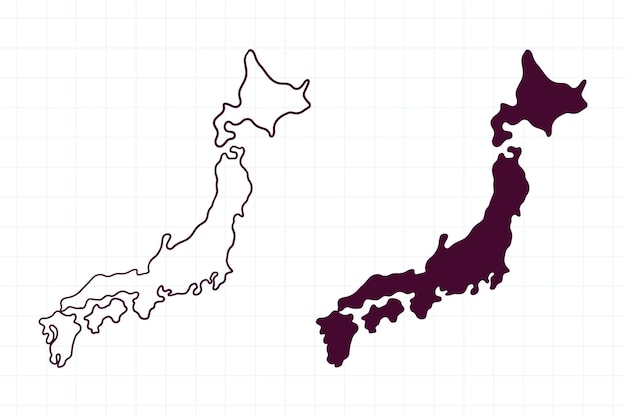 Hand drawn map of japan doodle illustration