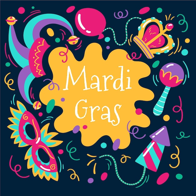 Hand drawn mardi gras carnival