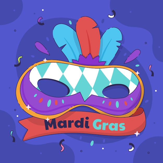 Hand drawn mardi gras illustration