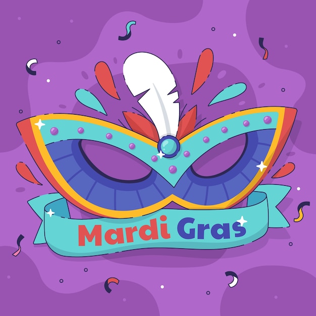 Hand drawn mardi gras illustration