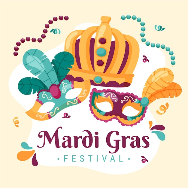 Hand drawn mardi gras template