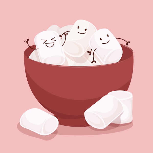 Hand drawn marshmallow illustration