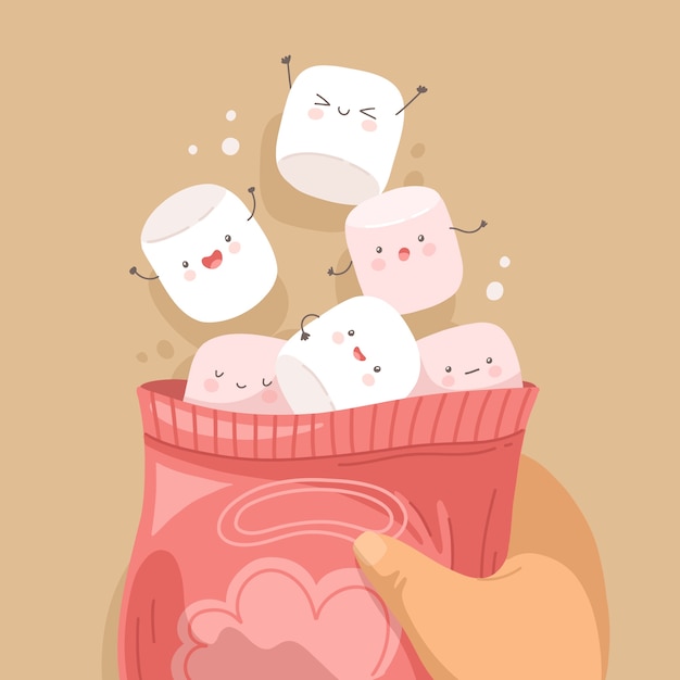 Hand drawn marshmallow illustration