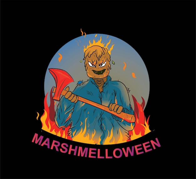 hand drawn marsmellow monster for helloween