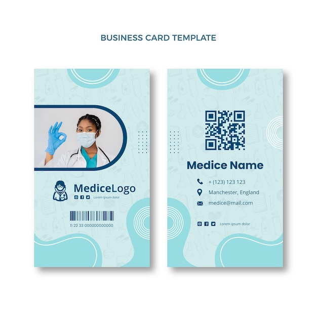 Hand drawn medical vertical business card