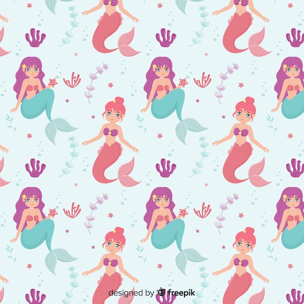 Hand drawn mermaid pattern