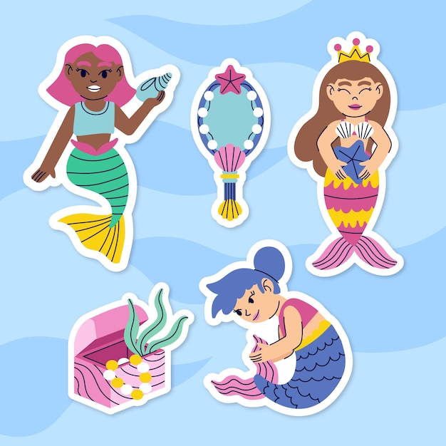 Vector hand drawn mermaid sticker