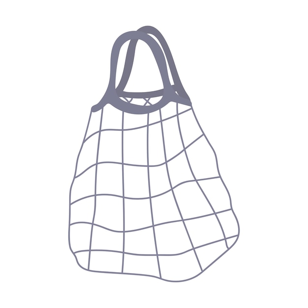 Hand drawn mesh eco bag isolated on white Zero waste concept Say no to plastic bags