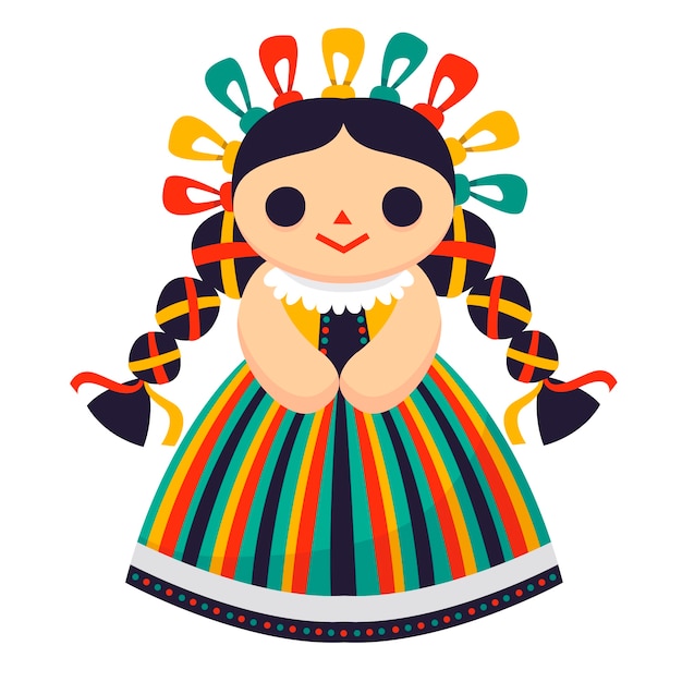 Hand drawn mexican doll illustration