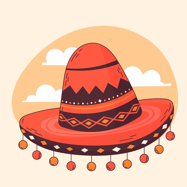 Vector hand drawn mexican hat cartoon illustration