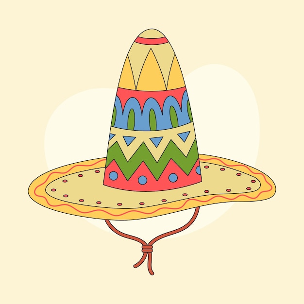 Hand drawn mexican hat cartoon illustration