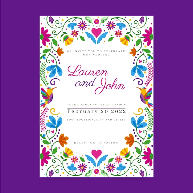 Vector hand drawn mexican wedding invitation