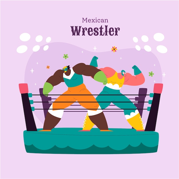 Hand drawn mexican wrestler illustration design