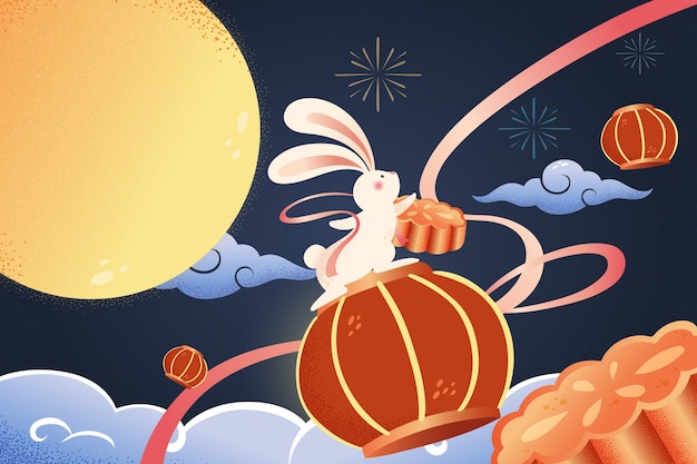 Hand drawn mid-autumn festival illustration