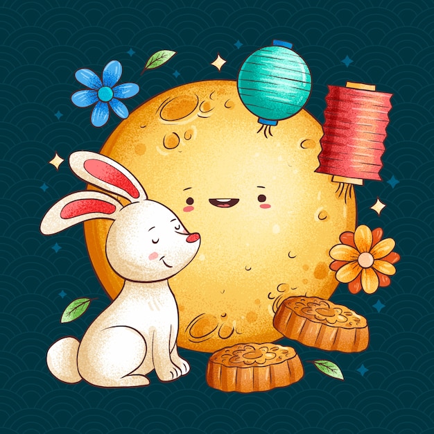 Hand drawn mid-autumn festival illustration