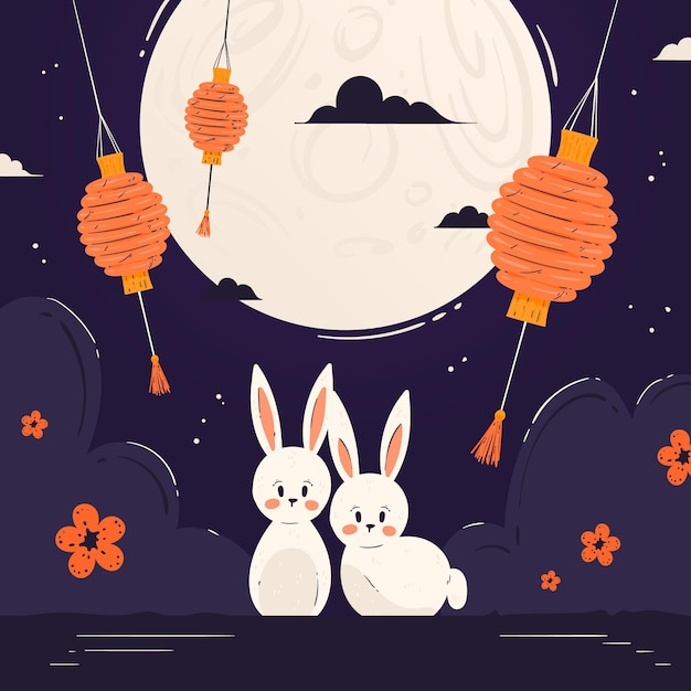 Hand drawn mid-autumn festival