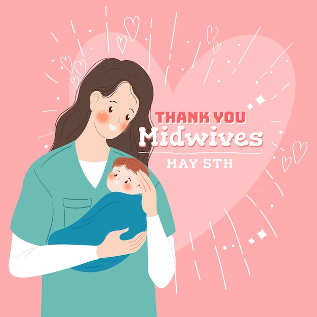 Hand drawn midwives day illustration