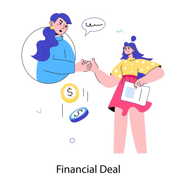 A hand drawn mini illustration of financial deal